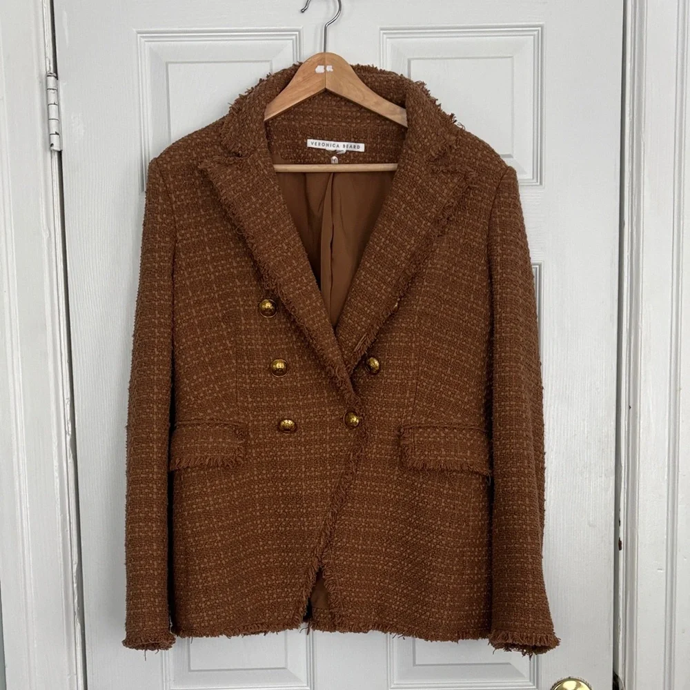 Veronica Beard Tan Double-Breasted Blazer - Picture 5 of 10